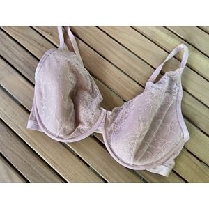 Soma 38DD‎ Lightest Lift Lace Plunge Bra Beige 115719 EUC Light Pink